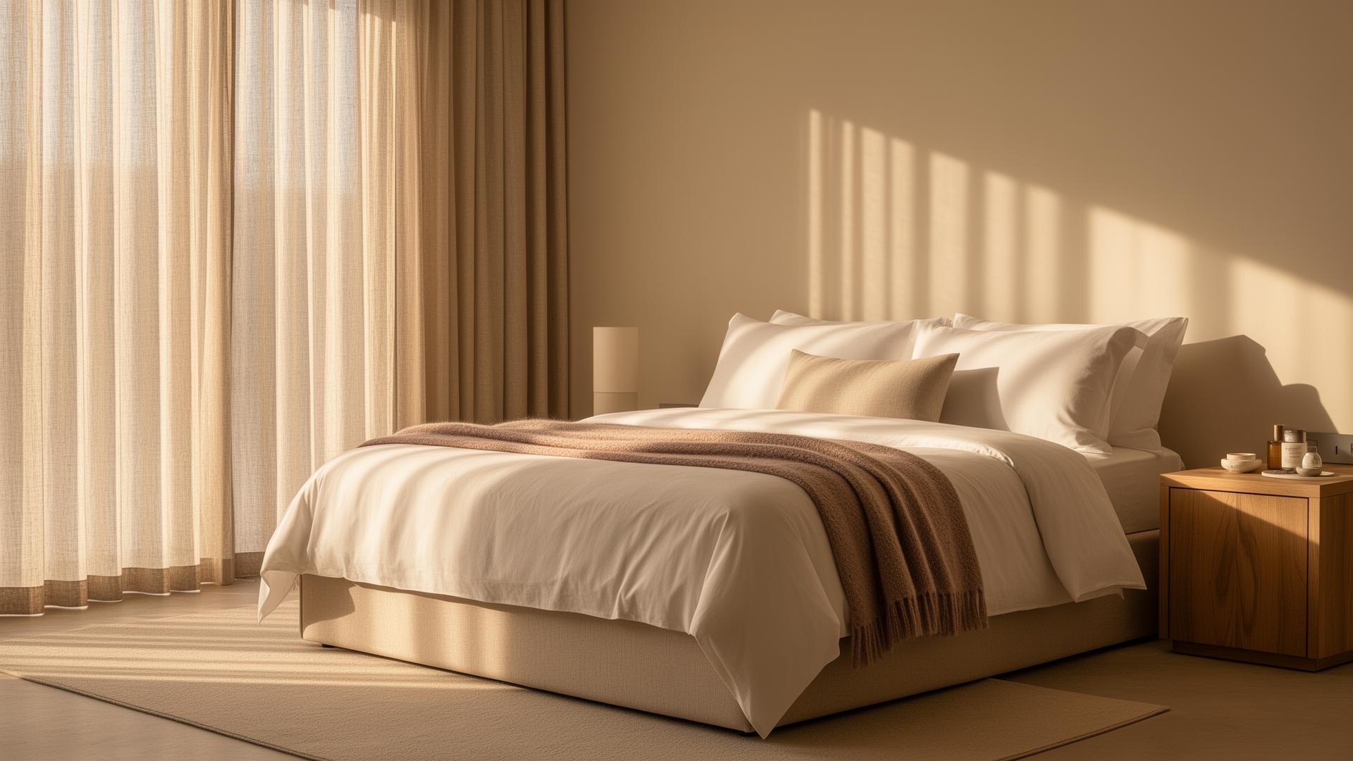 Camera da letto premium con luce naturale calda